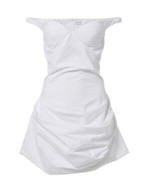 Magda Butrym Off Shoulder Cotton Mini Dress in White